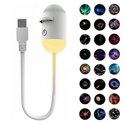 Proyector de Luz Nocturna USB 2 en 1 – Ambiente Relajante para Dormitorio, Auto y Camping