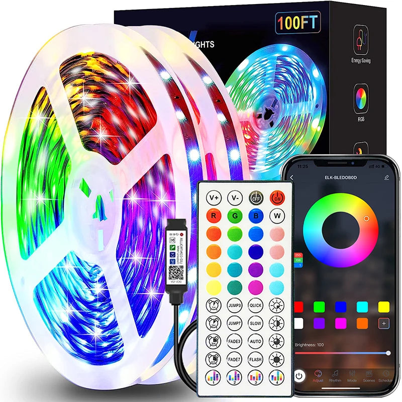 Tira de Luces LED RGB con Control por App - Cinta de Luz para Decoración de Dormitorio