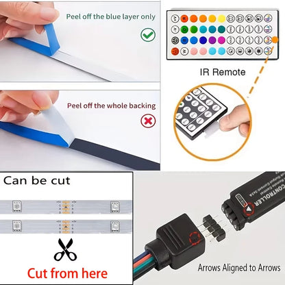 Tira de Luces LED RGB con Control por App - Cinta de Luz para Decoración de Dormitorio