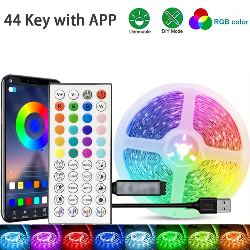 Tira de Luces LED RGB con Control por App - Cinta de Luz para Decoración de Dormitorio