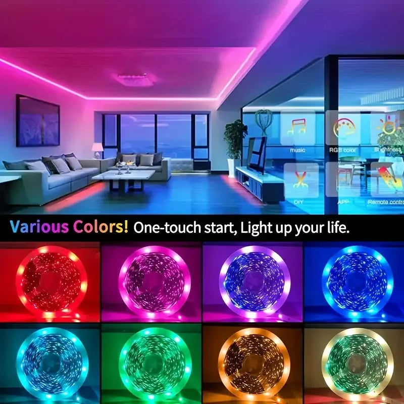 Tira de Luces LED RGB con Control por App - Cinta de Luz para Decoración de Dormitorio