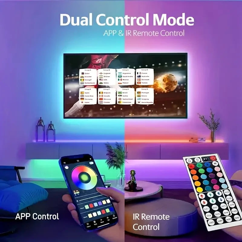 Tira de Luces LED RGB con Control por App - Cinta de Luz para Decoración de Dormitorio