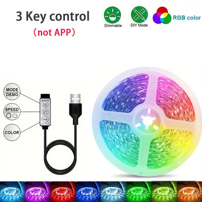 Tira de Luces LED RGB con Control por App - Cinta de Luz para Decoración de Dormitorio
