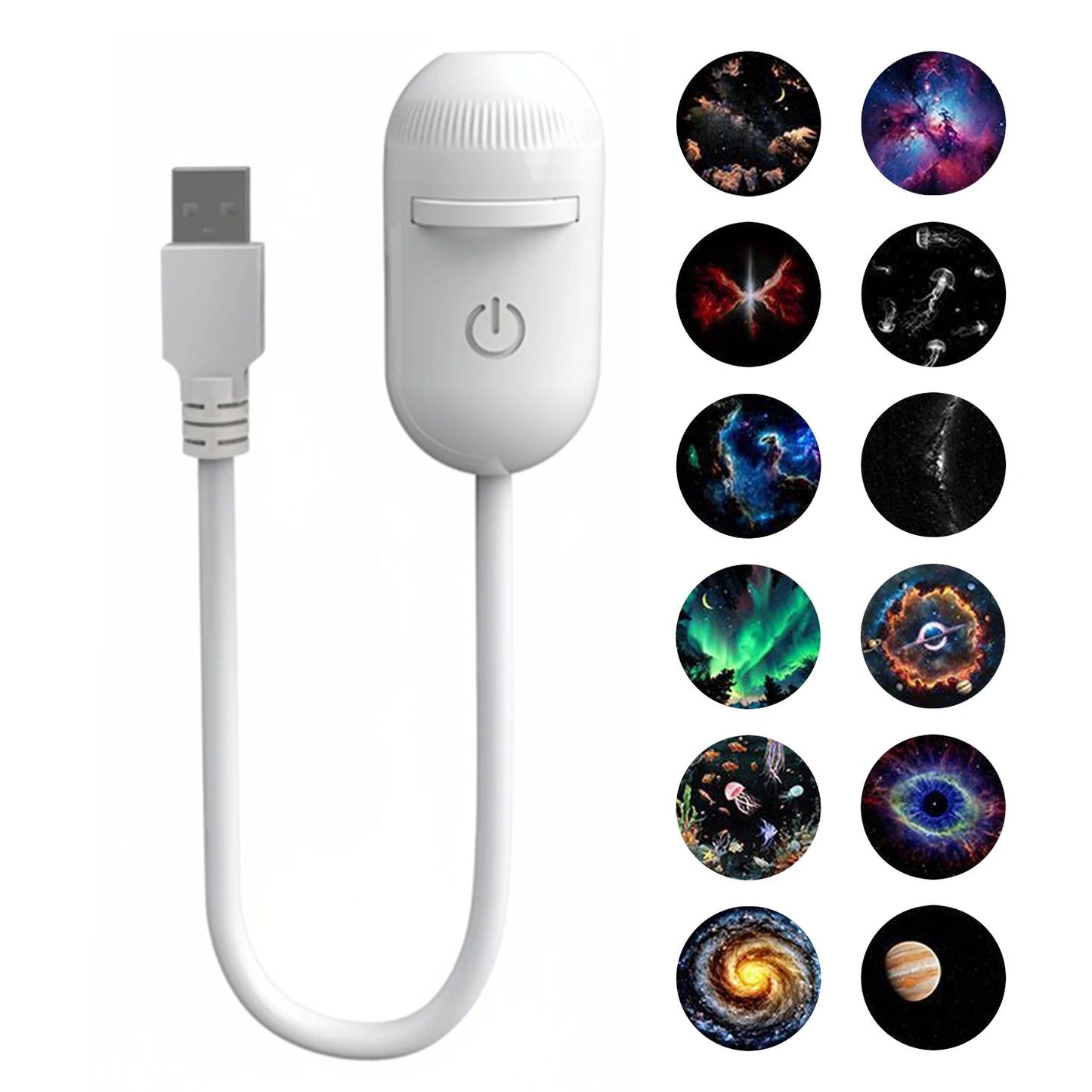 Proyector de Luz Nocturna USB 2 en 1 – Ambiente Relajante para Dormitorio, Auto y Camping