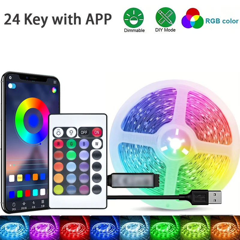 Tira de Luces LED RGB con Control por App - Cinta de Luz para Decoración de Dormitorio