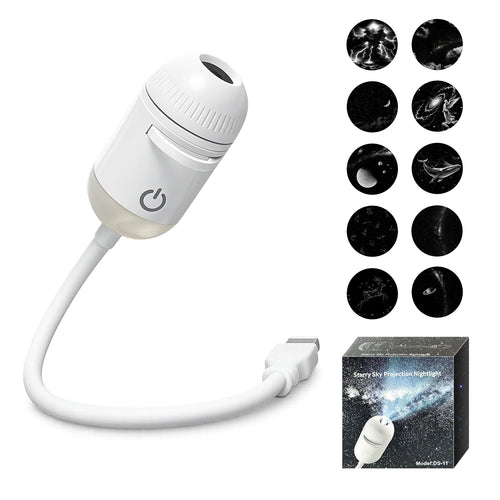 Proyector de Luz Nocturna USB 2 en 1 – Ambiente Relajante para Dormitorio, Auto y Camping